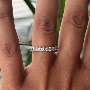 .68 cts. 18K White Gold Henri Daussi Wedding Band Size 6